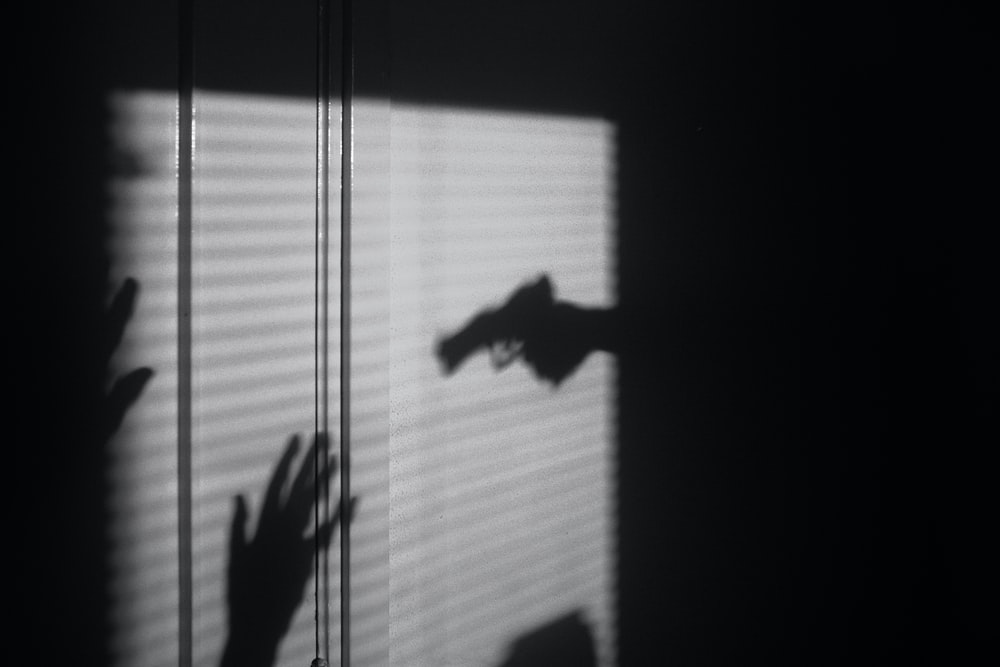 shadows showing a person pointing a gun at someone