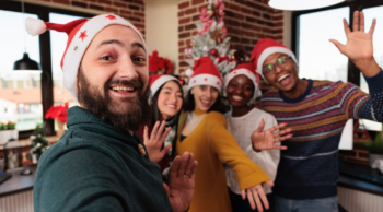 group of friends at Christmas party